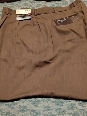 BRAGGI Men's Dress Pants in Grey Extend A Fit Waist 50 X 32 Pleated Front